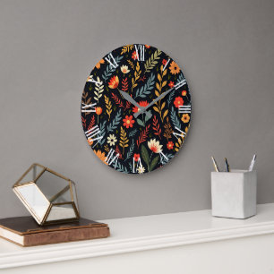 Blumen Vintage Schöne Beliebte Kollektion Große Wanduhr