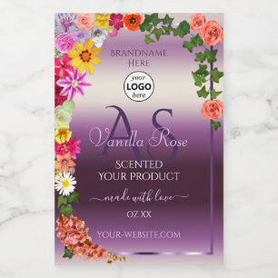 Blumen Violett Ombre Produktetiketten Initialen Lo Lebensmitteletikett