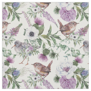 Blumen Violette Distel Singvogel Stoff