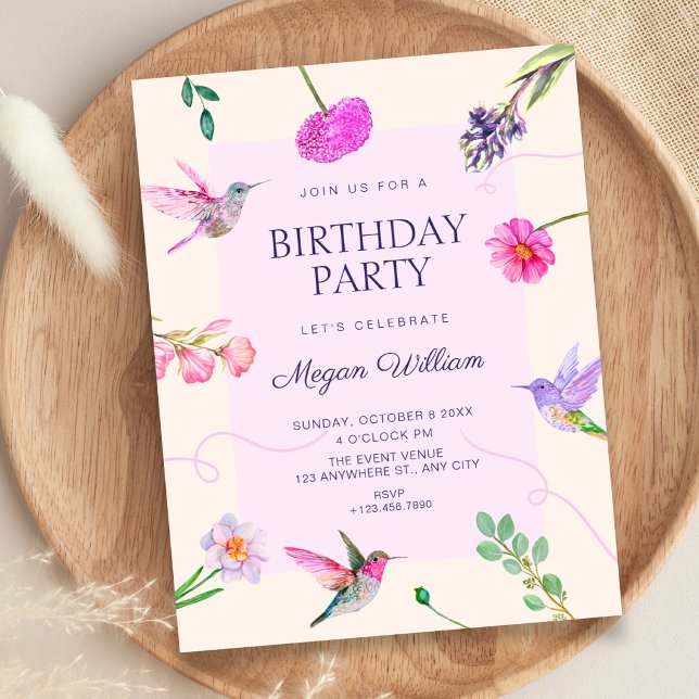 Blumen Vögel Geburtstag Einladung (Von Creator hochgeladen)