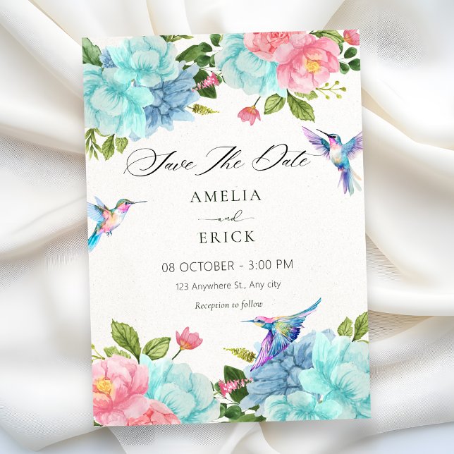 Blumen Vogel Hochzeit Save The Date (Von Creator hochgeladen)