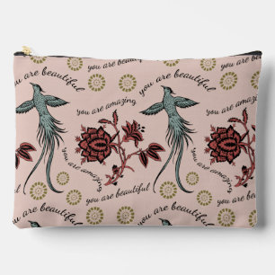 Blumen-Vogel-Inspirationsmuster Zubehörtasche