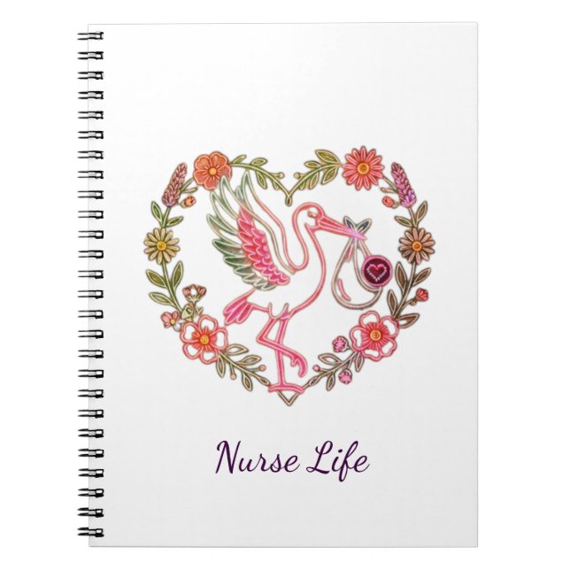 Blumen-Vogel-Krankenschwester-Leben-Design Notizblock (Vorderseite)