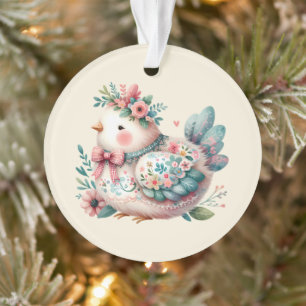 Blumen-Vogel mit pastellfarbenem Boho-Charme Ornament