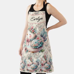 Blumen-Vogel mit pastellfarbenem Boho-Charme Schürze