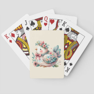 Blumen-Vogel mit pastellfarbenem Boho-Charme Spielkarten
