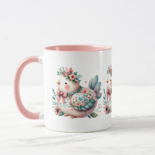 Blumen-Vogel mit pastellfarbenem Boho-Charme Tasse