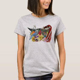 Blumen, Vögel und Flagge T - Shirt