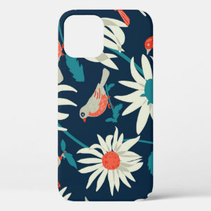 Blumen Vögel: Vintage nahtloses Design. Case-Mate iPhone Hülle