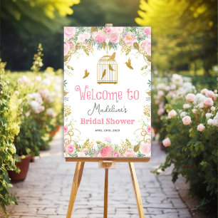 Blumen-Vogelkäfig *Willkommensschild Poster NUR*