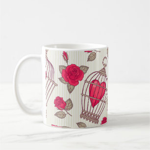 Blumen-Vogelkäfige-Rosen-Muster Kaffeetasse