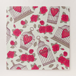 Blumen-Vogelkäfige-Rosen-Muster Puzzle