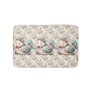 Blumen-Volk-Vogel mit pastellfarbenem Boho-Charme Badematte