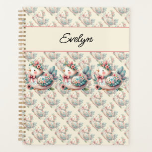 Blumen-Volk-Vogel mit pastellfarbenem Boho-Charme Planer