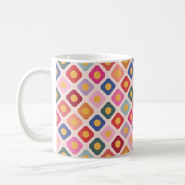 Blumen-Volks-Kunst-Keramik-Kaffeetasse | Teetasse (Links)
