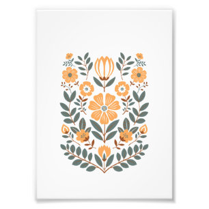 Blumen-Volkskunst-Wandbild, Skandinavische Botanik Fotodruck