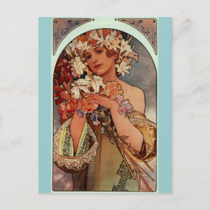 Blumen - von Alphonse Mucha Postkarte