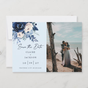 Blumen von Blau Zwei Foto Save The Date