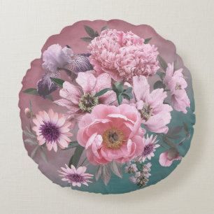 Blumen Vorlage. Schöne Blumen Pfingstrosen und Iri Rundes Kissen
