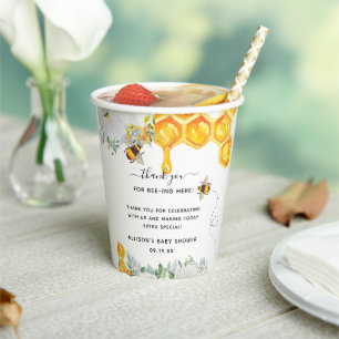 Blumen-Waben-Hummel-Baby-Party  Pappbecher