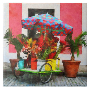 Blumen-Wagen San Juan, Puerto Rico Fliese