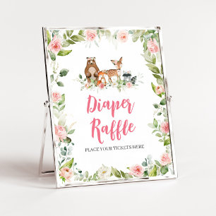 Blumen-Wald-Baby-Party-Windel-Raffle-Schild Poster