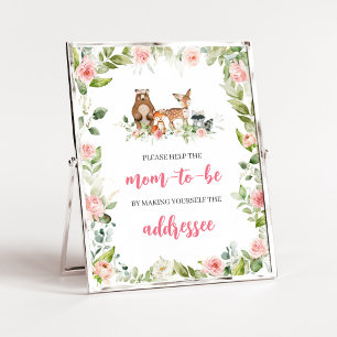 Blumen-Wald-Baby-Shower-Umschlag-Station-Schild Poster