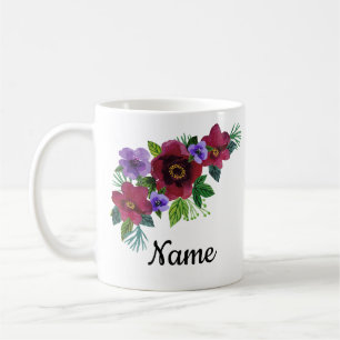 Blumen Wasserfarbe hell romantischer floraler Kran Kaffeetasse