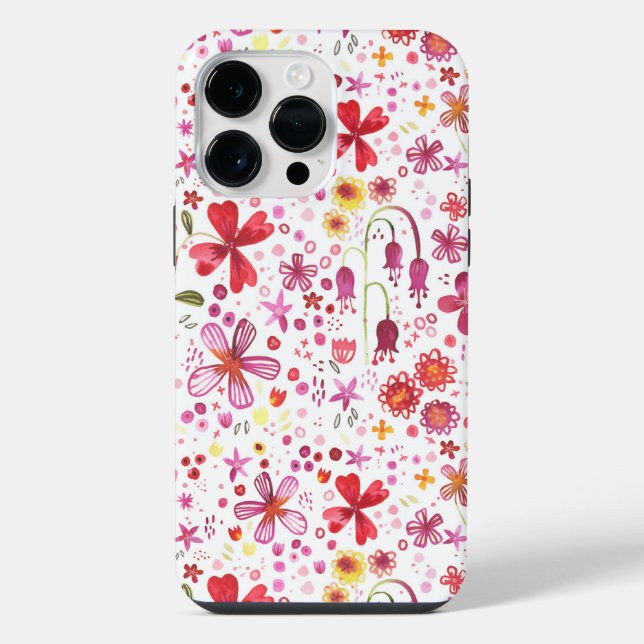 Blumen-Wasserfarben-Muster iPhone Hülle (Rückseite)