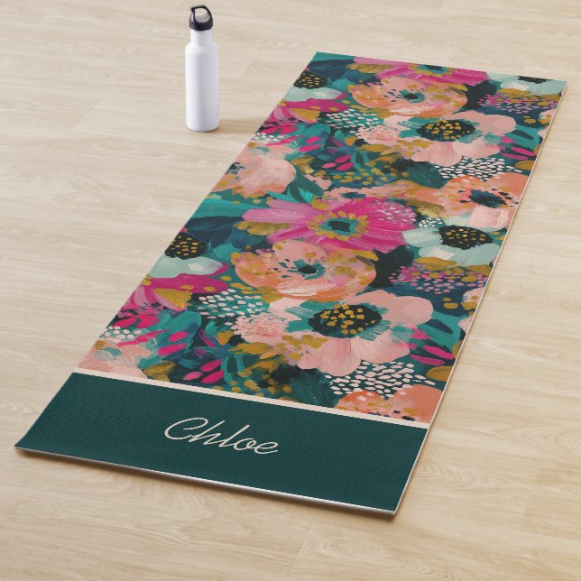Blumen-Wasserfarben-Name  Yogamatte (Beispiel)