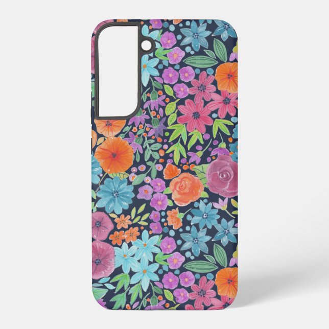 Blumen-Wasserfarbenmuster Samsung Galaxy Hülle (Rückseite)