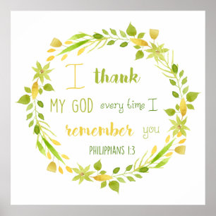 Blumen-Watercolor Philipper Bibelvers Poster