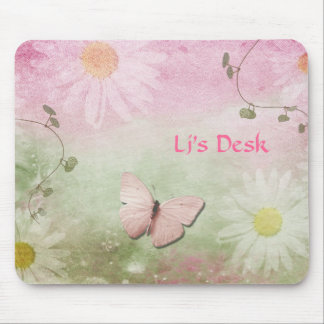 Blumen + Weiche Strudel-Reben + Schmetterling Mousepad