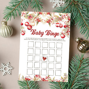 Blumen-Weihnachts-Baby-Shower-Bingo-Spiele Karte