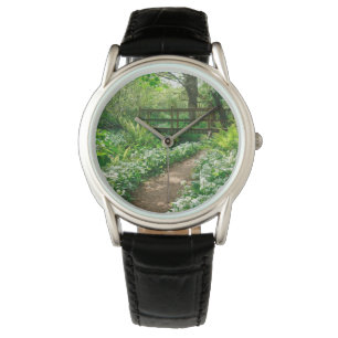 Blumen Weiße Wildblumen im Wald Armbanduhr