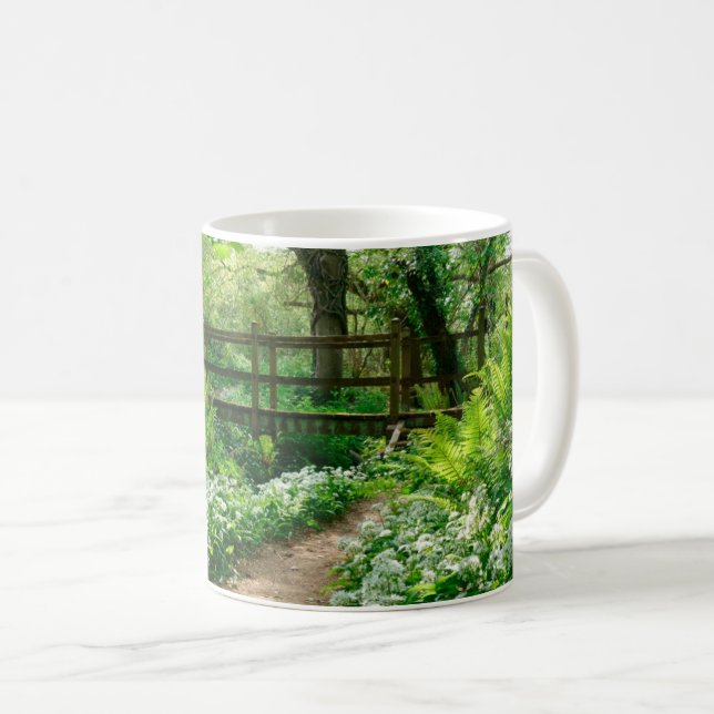 Blumen | Weiße Wildblumen im Wald Kaffeetasse (VorderseiteRechts)