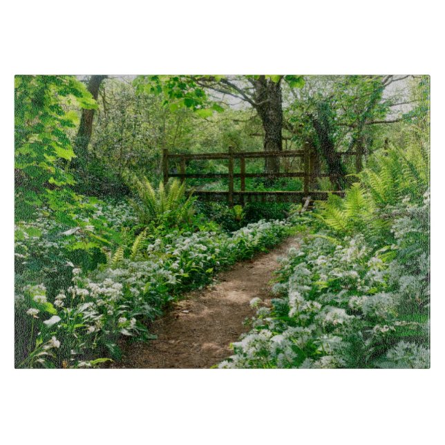 Blumen | Weiße Wildblumen im Wald Schneidebrett (Vorderseite)