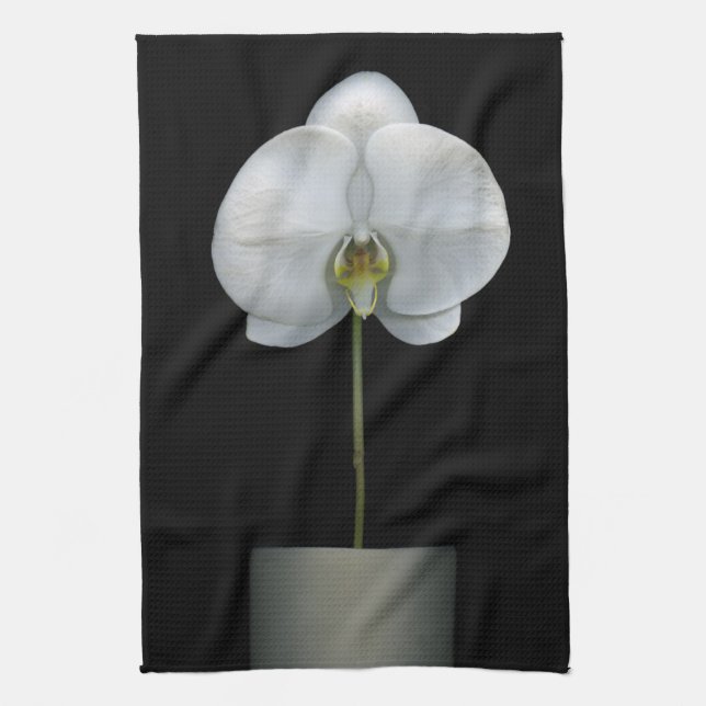 Blumen | Weißorchid-Blume Geschirrtuch (Vertikal)
