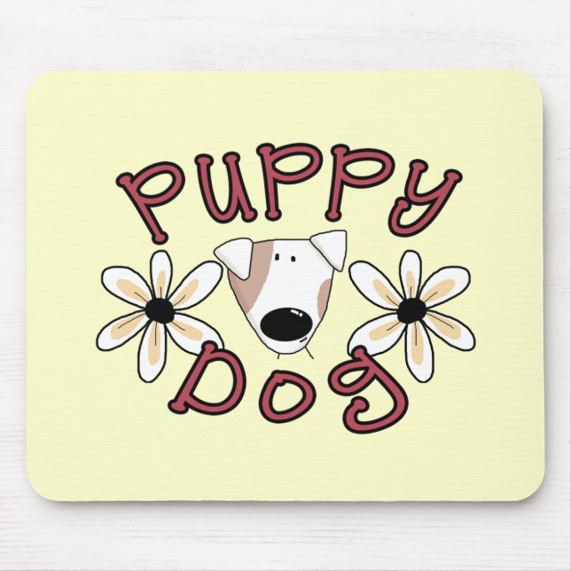Blumen-Welpen-Hundet-shirts und -geschenke Mousepad (Vorne)