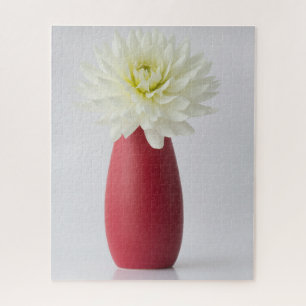 Blumen White Dahlia in Red Vase Puzzle