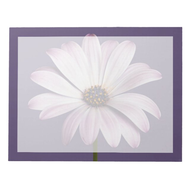 Blumen | White & Lila Daisy Notizblock (Vorderseite)