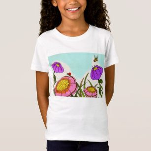 Blumen-Wiesen-Mädchen-Baby - Puppe T - Shirt