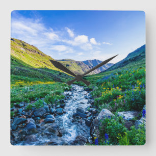 Blumen Wildblumen in Colorado Quadratische Wanduhr