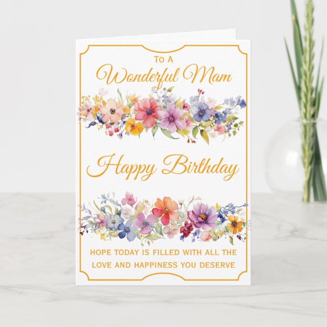 Blumen-Wildblumen-Mutter-Geburtstag Karte (Vorderseite)
