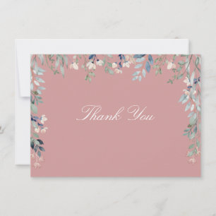 Blumen Wildblumen Staubige Rose Pink Schrift Dankeskarte