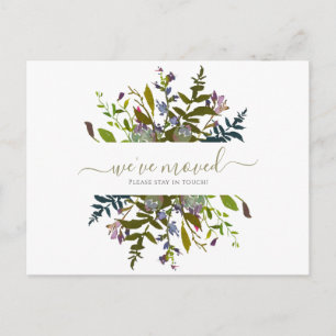 Blumen Wir sind umgezogen Skript Aquarell Ankündig Postkarte