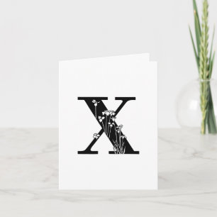 Blumen-X-Monogramm auf weißer Karte