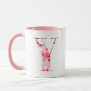Blumen-Y-Anfangstasse Personalisierter Name & Ei Tasse