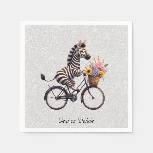 Blumen-Zebra-Fahrrad-Servietten Serviette (Vorderseite)