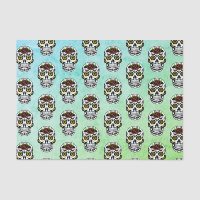 Blumen-Zuckerschädel Dia De Los Muertos | Seidenpapier (Vorderseite)